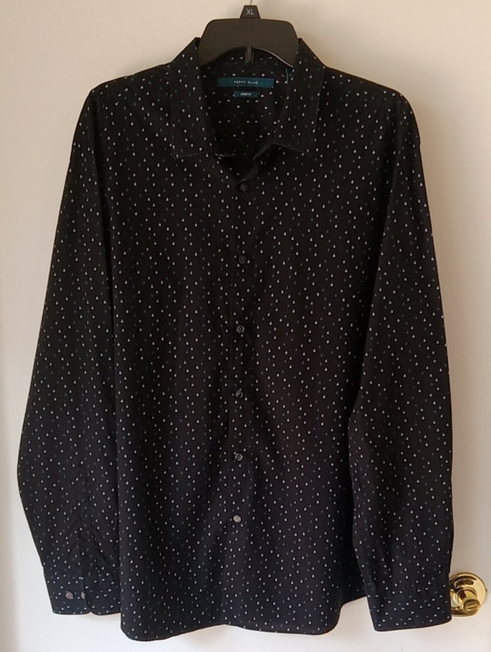 Perry Ellis Black Long-Sleeve Shirt Fighter Jet Pattern